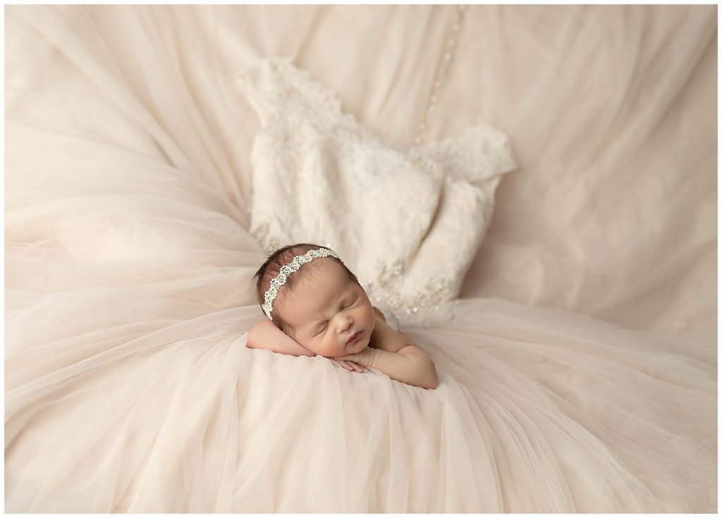 Baby Myla and her Mothers Wedding Dress - CT Newborn Photographer
