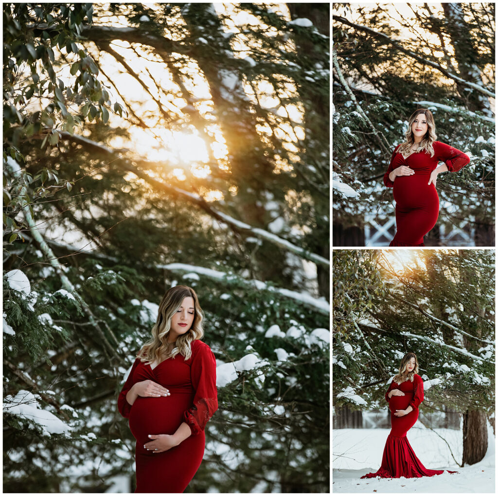 Connecticut Best Maternity & Pregnancy Photographer - outdoor snowy maternity session
