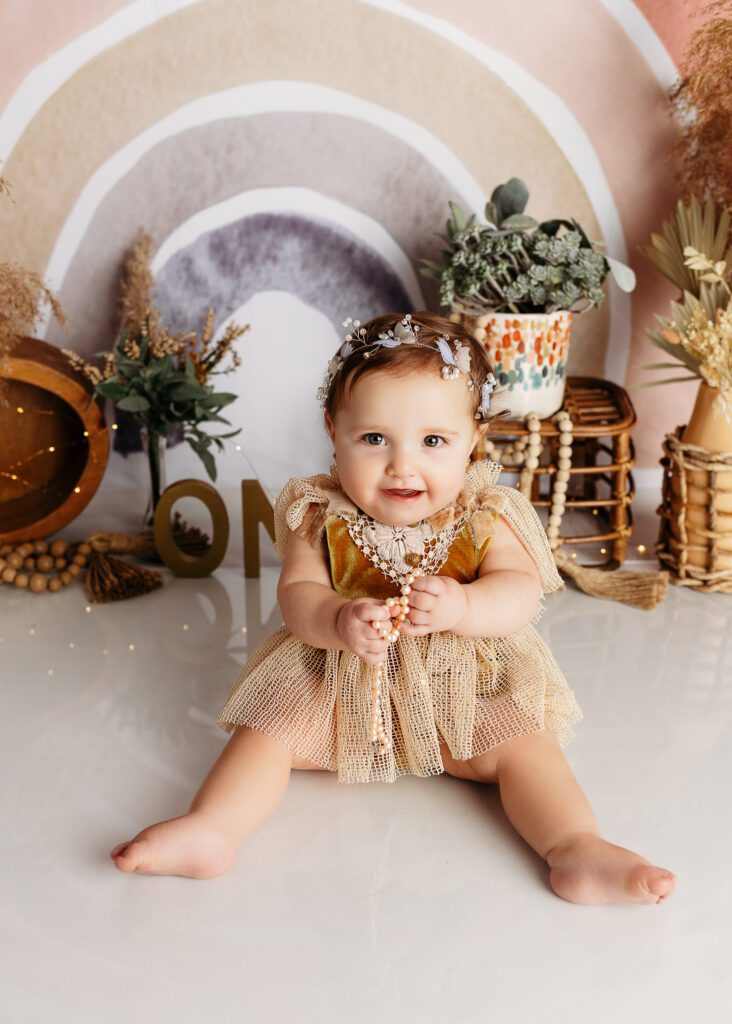 Best Cake Smash first Birthday Photographer - Connecticut and Westchester New York - Rainbow Boho Twins