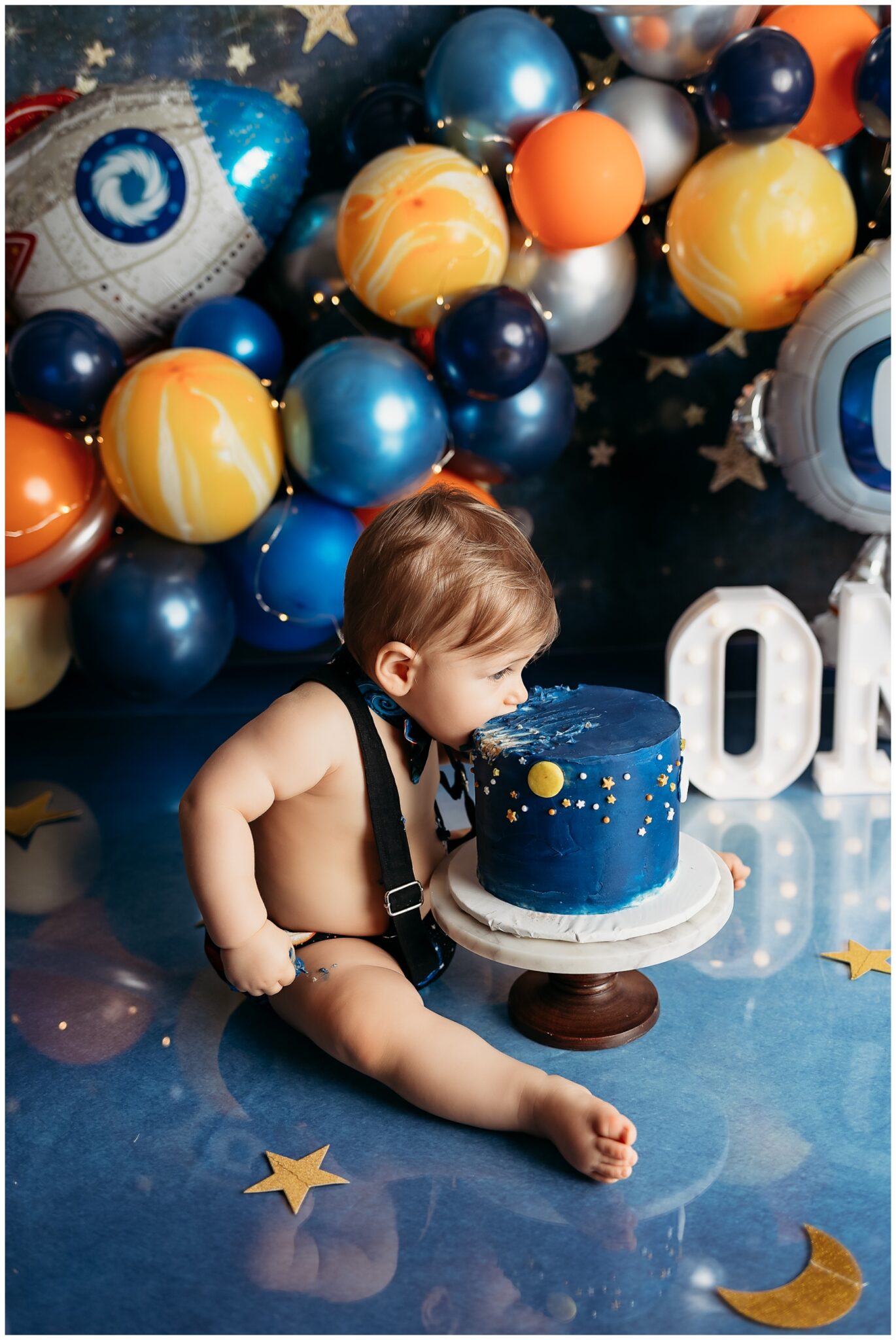 Space Theme Cake Smash - CT Photographer - First Birthday